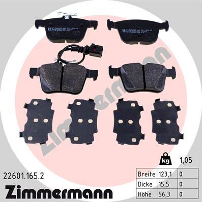 Zimmermann 22601.165.2 - Brake Pad Set, disc brake autospares.lv