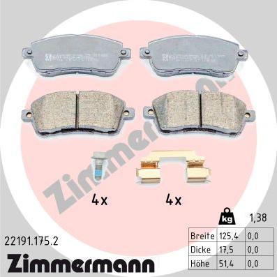 Zimmermann 22191.175.2 - Brake Pad Set, disc brake autospares.lv