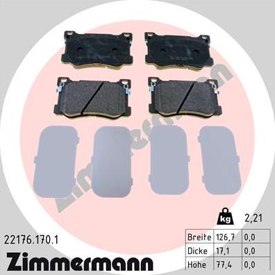 Zimmermann 22176.170.1 - Brake Pad Set, disc brake autospares.lv