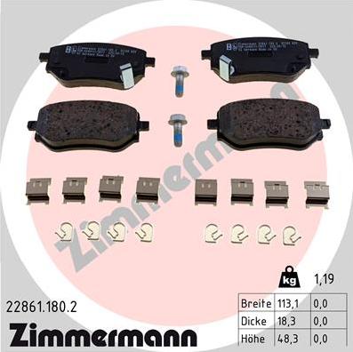 Zimmermann 22861.180.2 - Brake Pad Set, disc brake autospares.lv