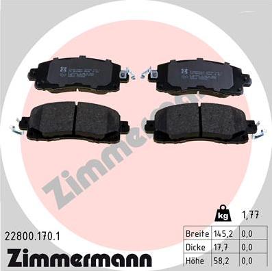 Zimmermann 22800.170.1 - Brake Pad Set, disc brake autospares.lv