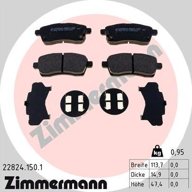 Zimmermann 22824.150.1 - Brake Pad Set, disc brake autospares.lv