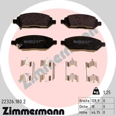 Zimmermann 22326.180.2 - Brake Pad Set, disc brake autospares.lv