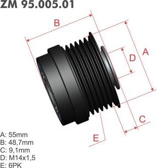 ZM ZM 95.005.01 - Pulley, alternator, freewheel clutch autospares.lv