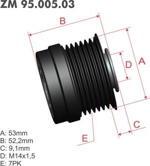 ZM ZM 95.005.03 - Pulley, alternator, freewheel clutch autospares.lv