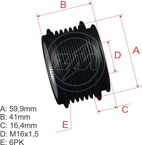 ZM ZM 96.005.41 - Pulley, alternator, freewheel clutch autospares.lv