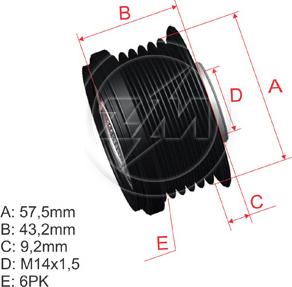 ZM ZM 96.005.09 - Pulley, alternator, freewheel clutch autospares.lv