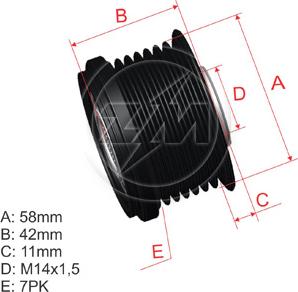 ZM ZM 96.005.08 - Pulley, alternator, freewheel clutch autospares.lv