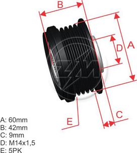 ZM ZM 96.005.19 - Pulley, alternator, freewheel clutch autospares.lv