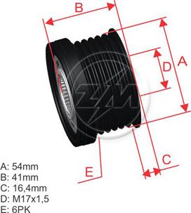 ZM ZM 96.005.17 - Pulley, alternator, freewheel clutch autospares.lv