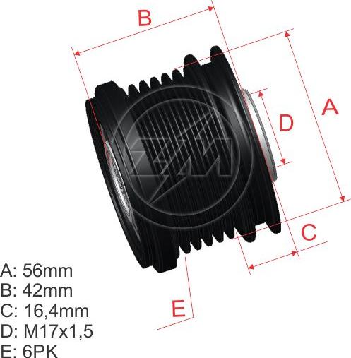 ZM ZM 96.005.39 - Pulley, alternator, freewheel clutch autospares.lv