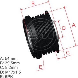 ZM ZM 96.005.32 - Pulley, alternator, freewheel clutch autospares.lv