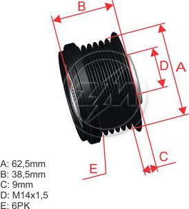 ZM ZM 96.005.22 - Pulley, alternator, freewheel clutch autospares.lv