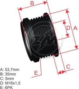 ZM ZM 96.000.49 - Pulley, alternator, freewheel clutch autospares.lv