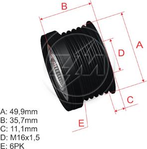 ZM ZM 96.000.43 - Pulley, alternator, freewheel clutch autospares.lv