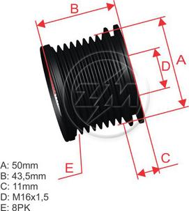 ZM ZM 96.000.47 - Pulley, alternator, freewheel clutch autospares.lv