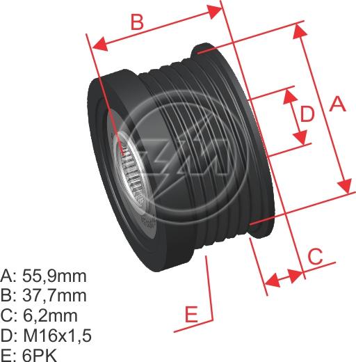 ZM ZM 96.000.51 - Pulley, alternator, freewheel clutch autospares.lv