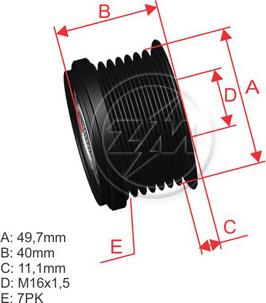 ZM ZM 96.000.08 - Pulley, alternator, freewheel clutch autospares.lv