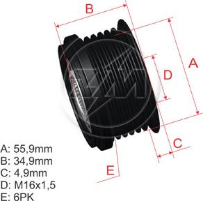 ZM ZM 96.000.36 - Pulley, alternator, freewheel clutch autospares.lv