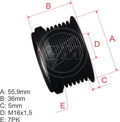 ZM ZM 96.000.30 - Pulley, alternator, freewheel clutch autospares.lv