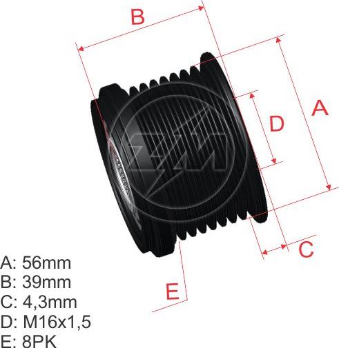 ZM ZM 96.000.22 - Pulley, alternator, freewheel clutch autospares.lv