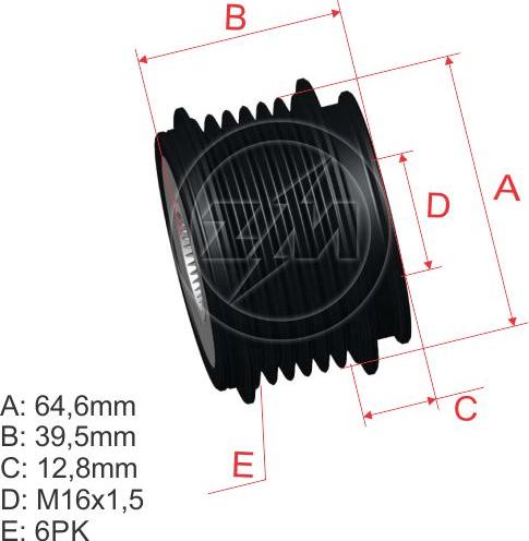 ZM ZM 96.001.05 - Pulley, alternator, freewheel clutch autospares.lv