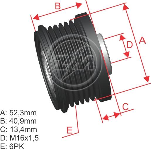 ZM ZM 96.008.01 - Pulley, alternator, freewheel clutch autospares.lv