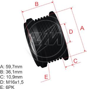 ZM ZM 96.010.14 - Pulley, alternator, freewheel clutch autospares.lv