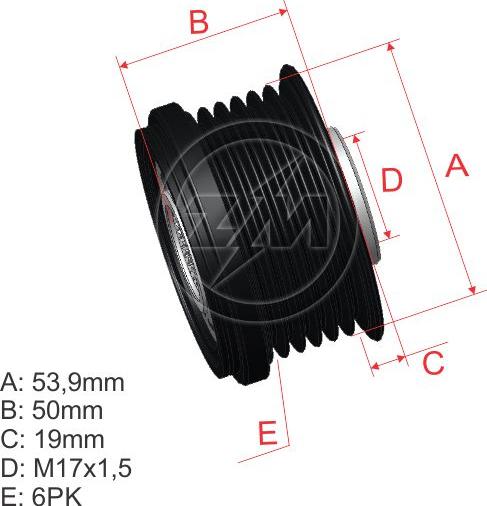 ZM ZM 96.010.26 - Pulley, alternator, freewheel clutch autospares.lv