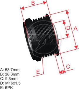 ZM ZM 96.012.06 - Pulley, alternator, freewheel clutch autospares.lv