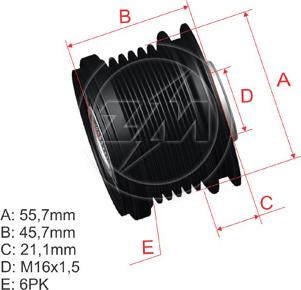 ZM ZM 96.012.17 - Pulley, alternator, freewheel clutch autospares.lv