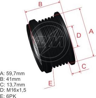 ZM ZM 96.012.82 - Pulley, alternator, freewheel clutch autospares.lv