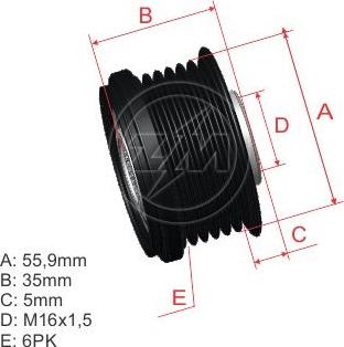 ZM ZM 96.012.34 - Pulley, alternator, freewheel clutch autospares.lv