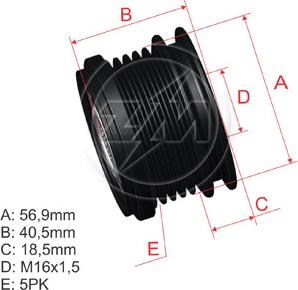 ZM ZM 96.012.25 - Pulley, alternator, freewheel clutch autospares.lv