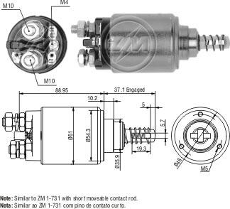 ZM ZM-543 - Solenoid Switch, starter autospares.lv