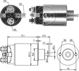 ZM ZM-695 - Solenoid Switch, starter autospares.lv