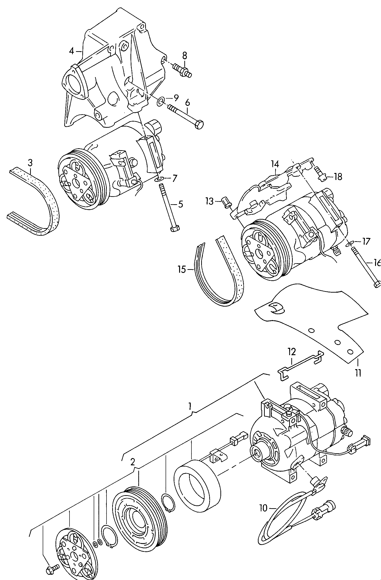 AUDI 054 903 137 B - A/c compressor connecting and mounting parts for compressor: 1 pcs. autospares.lv