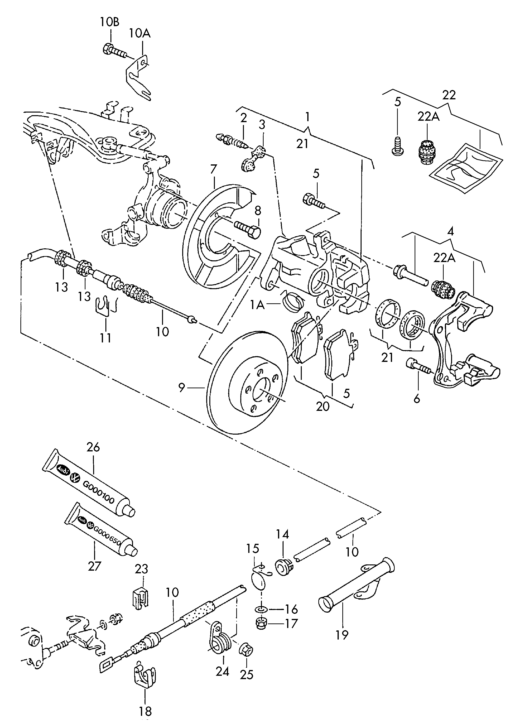 AUDI 853 615 423 AX - Floating caliper brake brake disc brake cable: 1 pcs. autospares.lv