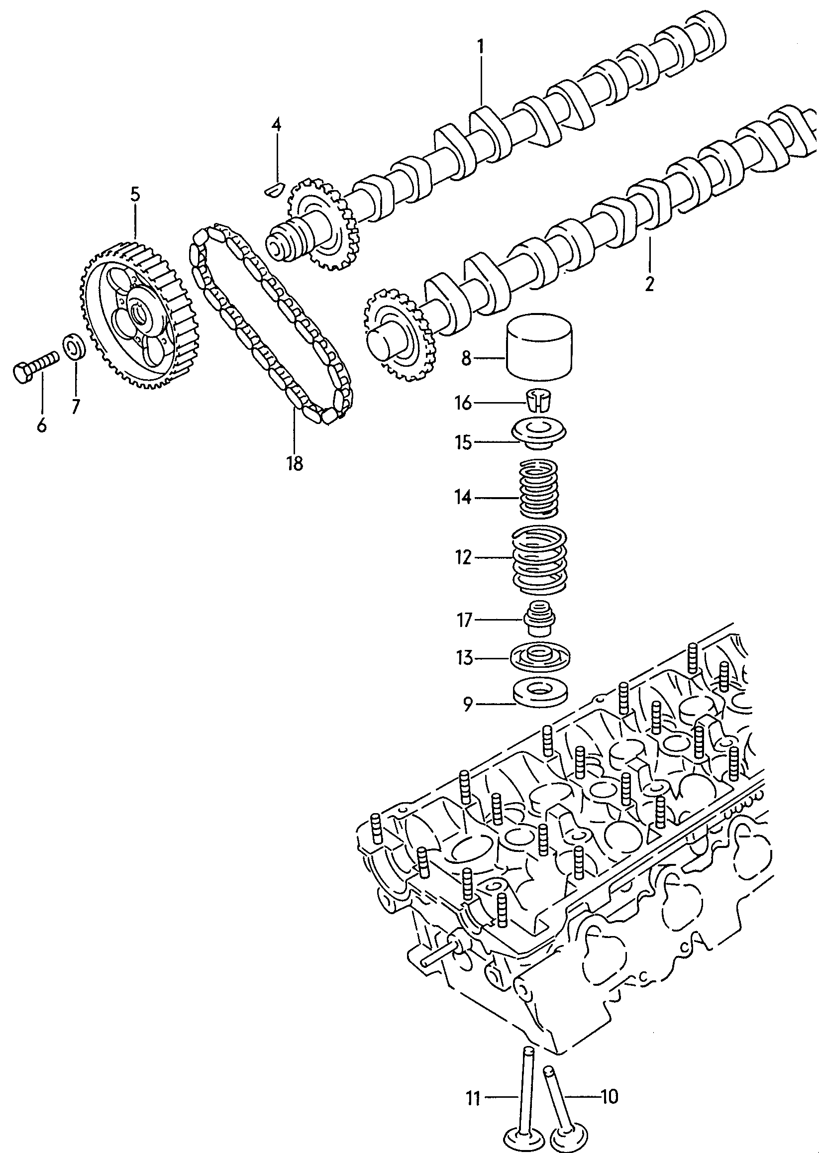 Seat 077 109 120 - Camshaft, valves: 1 pcs. autospares.lv