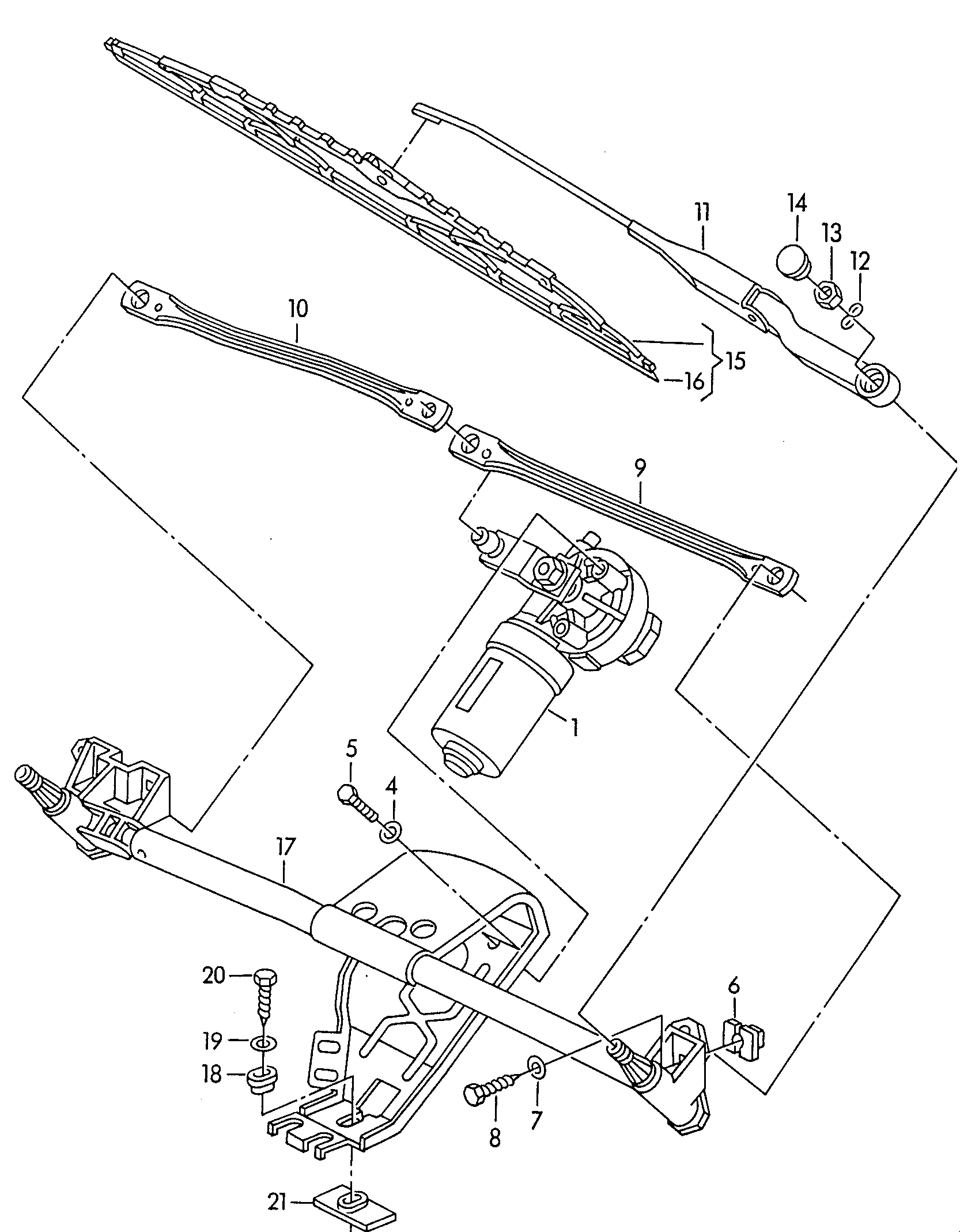 AUDI 4B0 998 003 - Window wiper mounting with wiper motor: 1 pcs. autospares.lv