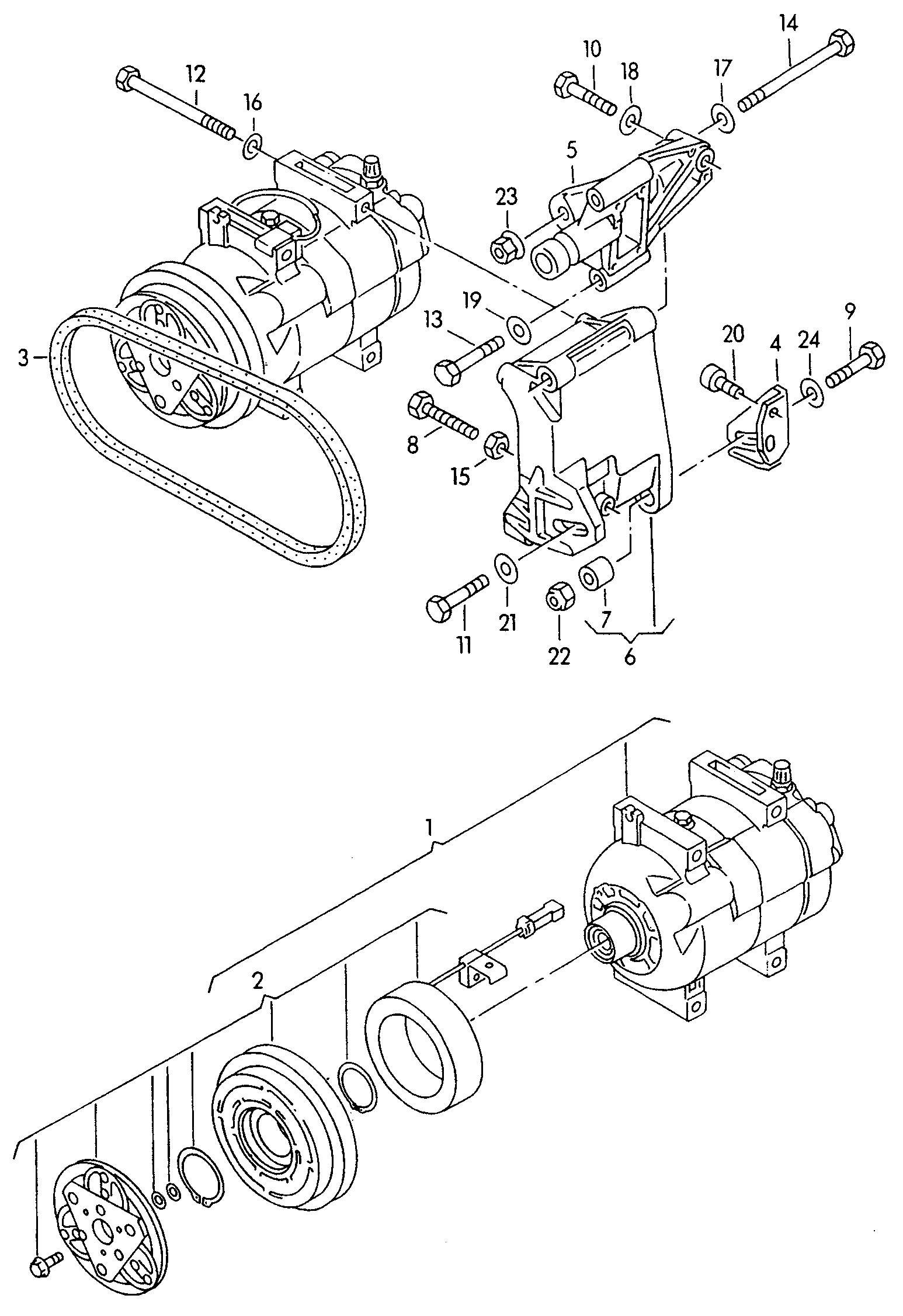 Seat 034 260 849 - A/c compressor connecting and mounting parts for compressor: 1 pcs. autospares.lv