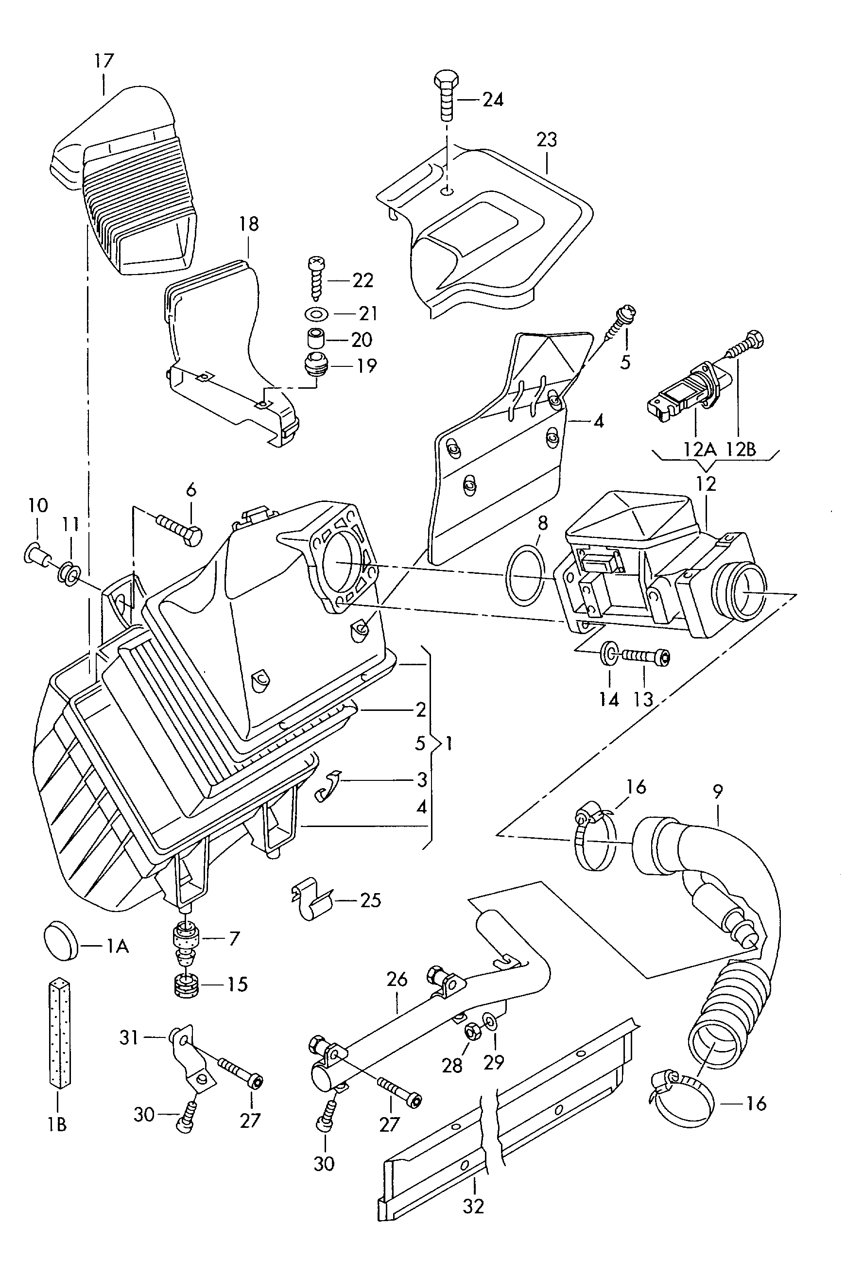 VAG 06B133471 - Air filter with connecting parts: 1 pcs. autospares.lv