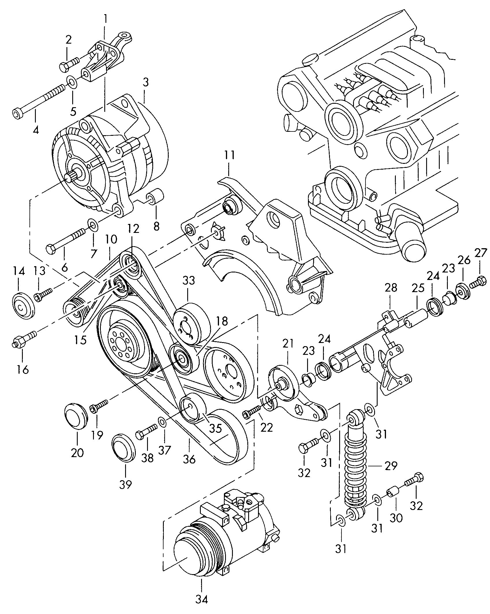 Seat 059 903 341 - Connecting and mounting parts for alternator: 1 pcs. autospares.lv