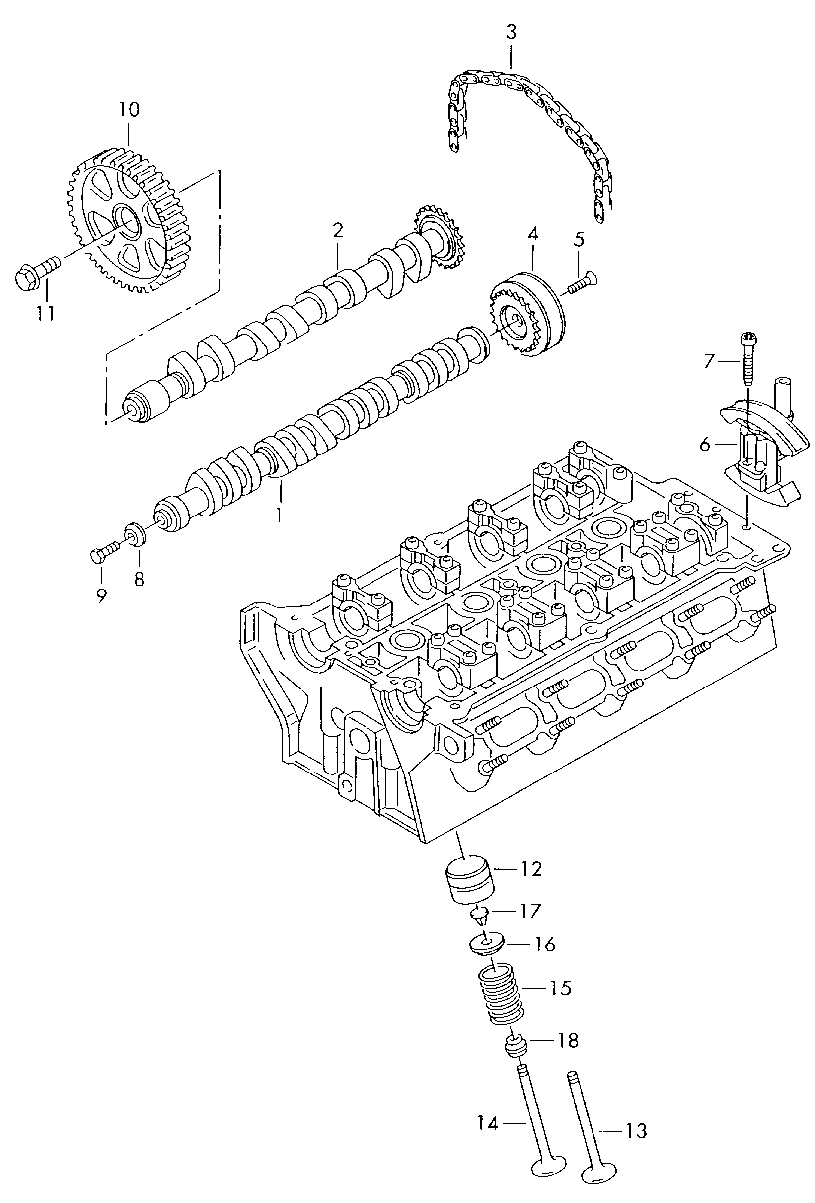 Skoda 058 109 309 F - Camshaft, valves: 12 pcs. autospares.lv