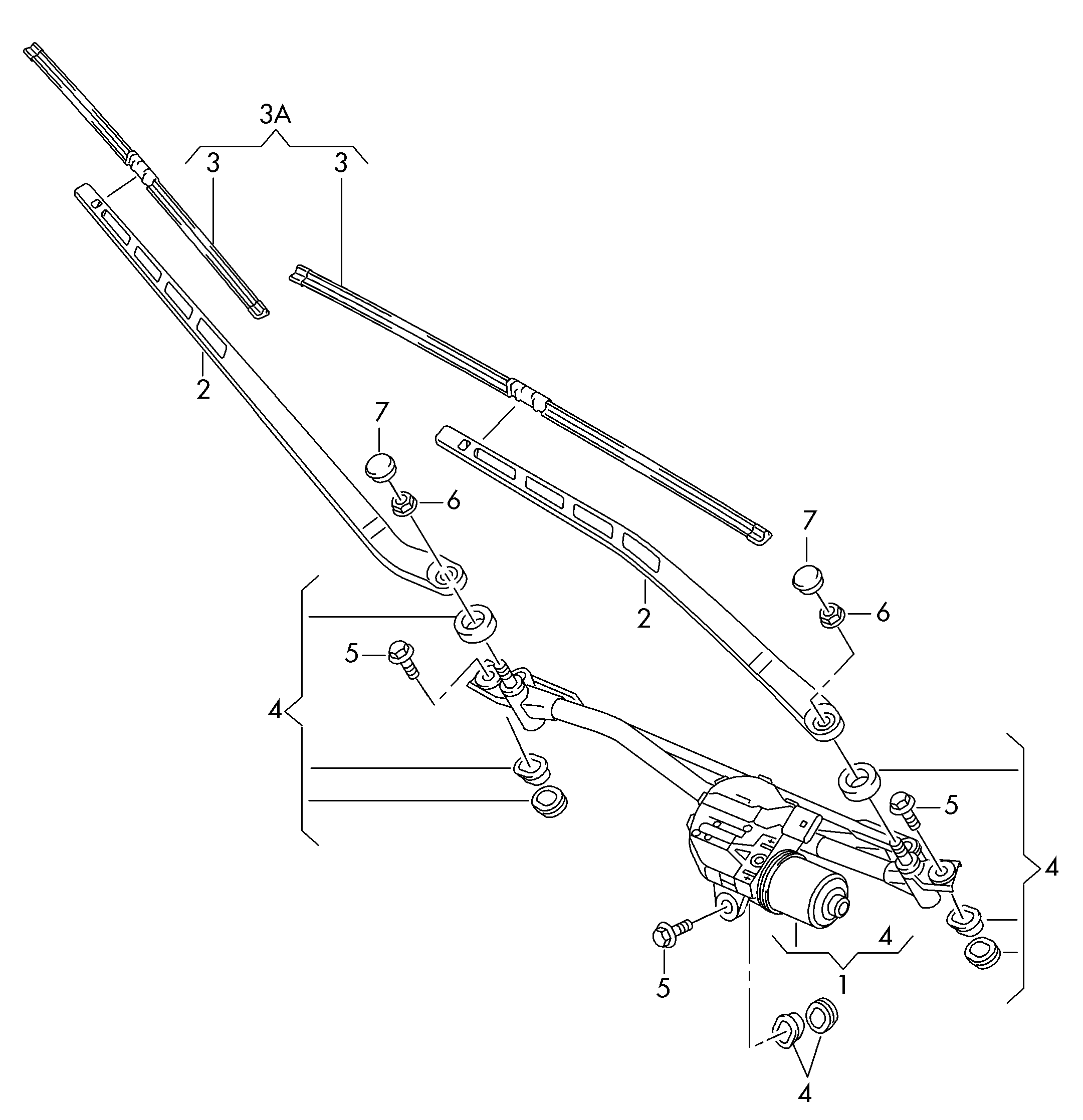 VAG 4H1998002B - Window wiper mounting with wiper motor: 1 pcs. autospares.lv