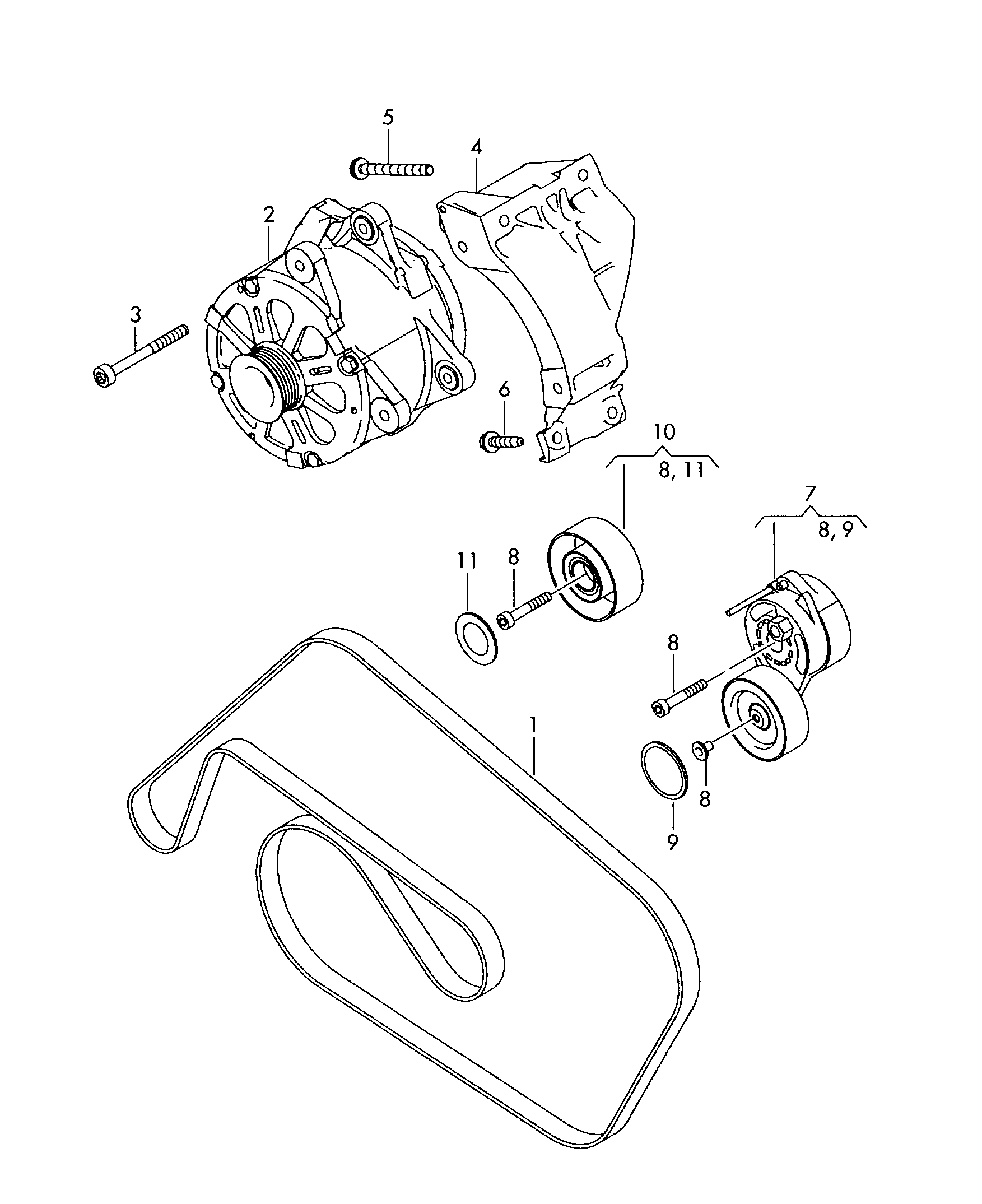 AUDI 06E903137C - Connecting and mounting parts for alternator: 1 pcs. autospares.lv