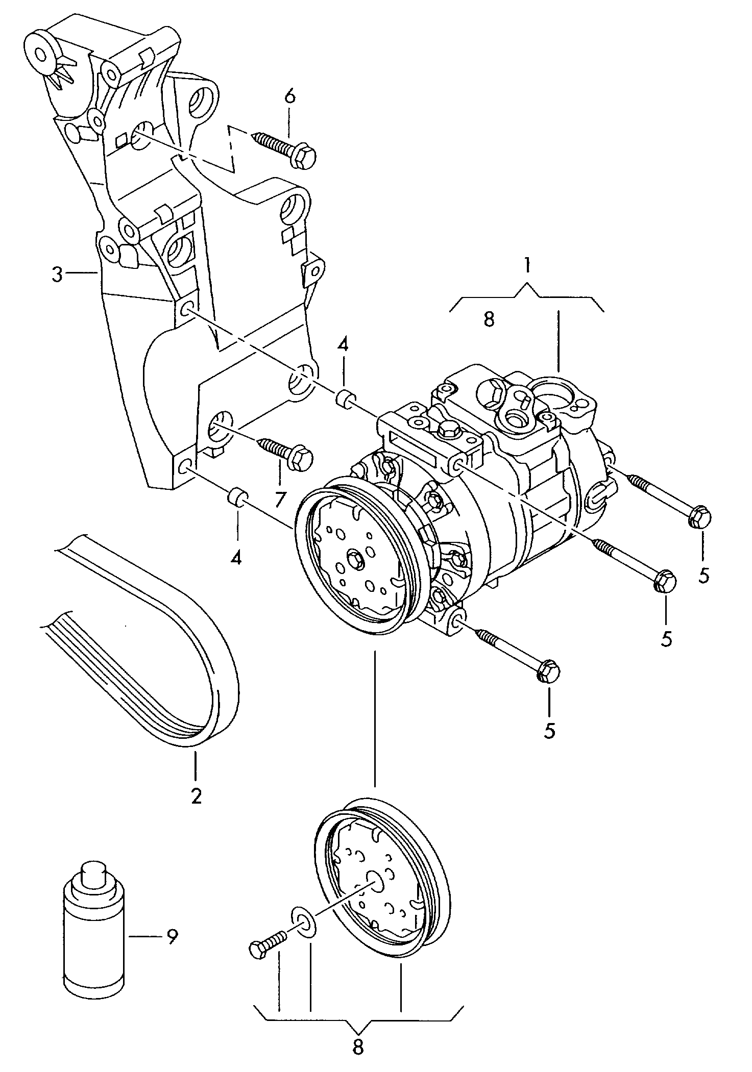 VW (SVW) 1K0 820 803 J - A/c compressor connecting and mounting parts for compressor: 1 pcs. autospares.lv