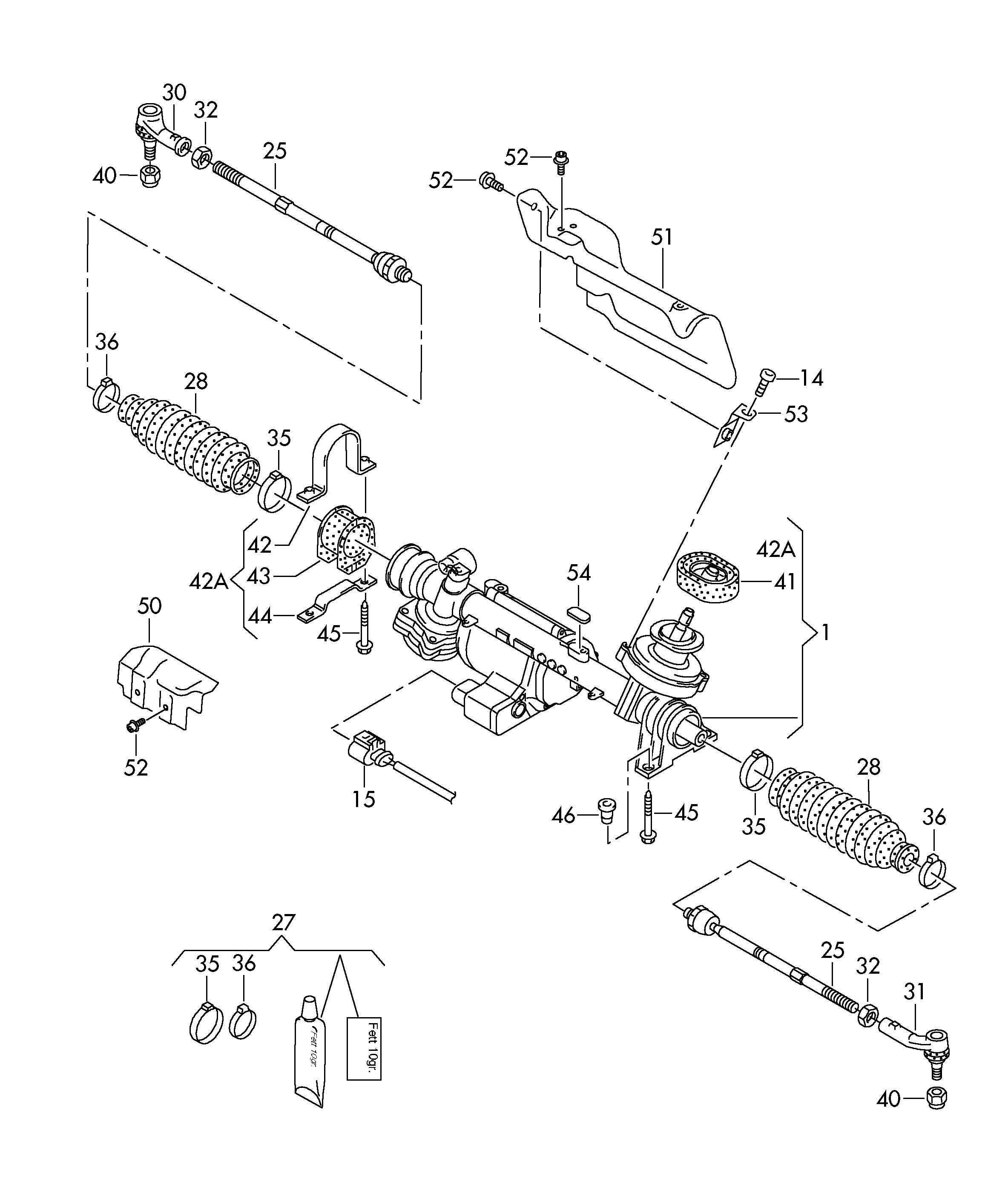 VAG 1K1423055KX - Steering gear for vehicles with elecro/ mechanical power steerin: 1 pcs. autospares.lv