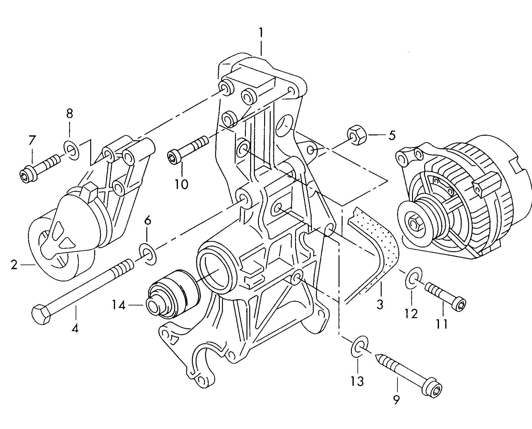 AUDI 06B 903 137 - Connecting and mounting parts for alternator: 1 pcs. autospares.lv