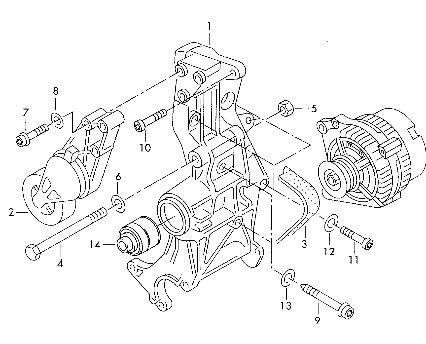 VAG 06B903137 - Connecting and mounting parts for alternator: 1 pcs. autospares.lv